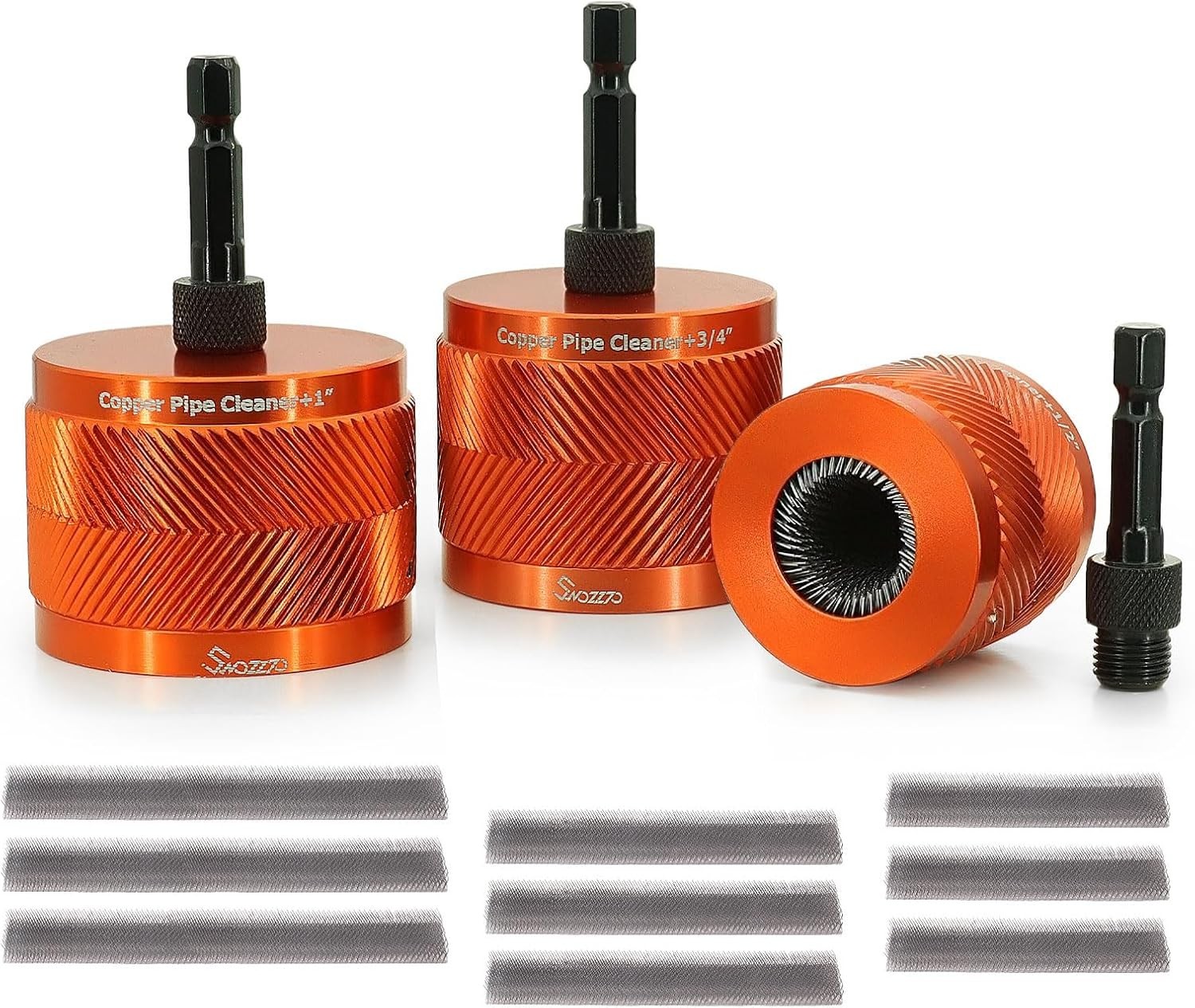 Metal Pipe Cleaner Set – 1/2″, 3/4″, 1″ Copper, Rust & Stain Removal Blades