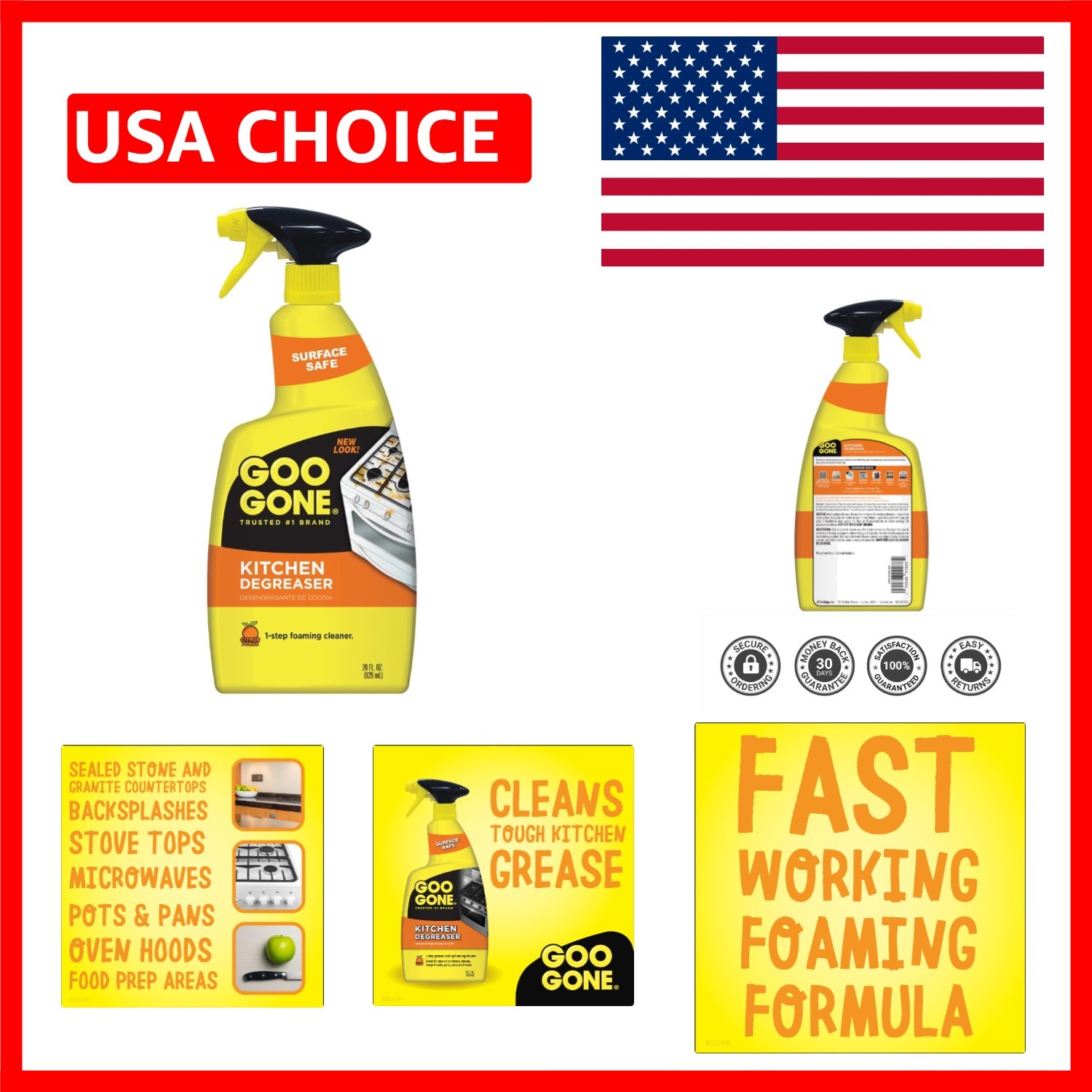 Citrus Scent Kitchen Degreaser – 28 Fl Oz Foaming Cleaner for Tough Grease