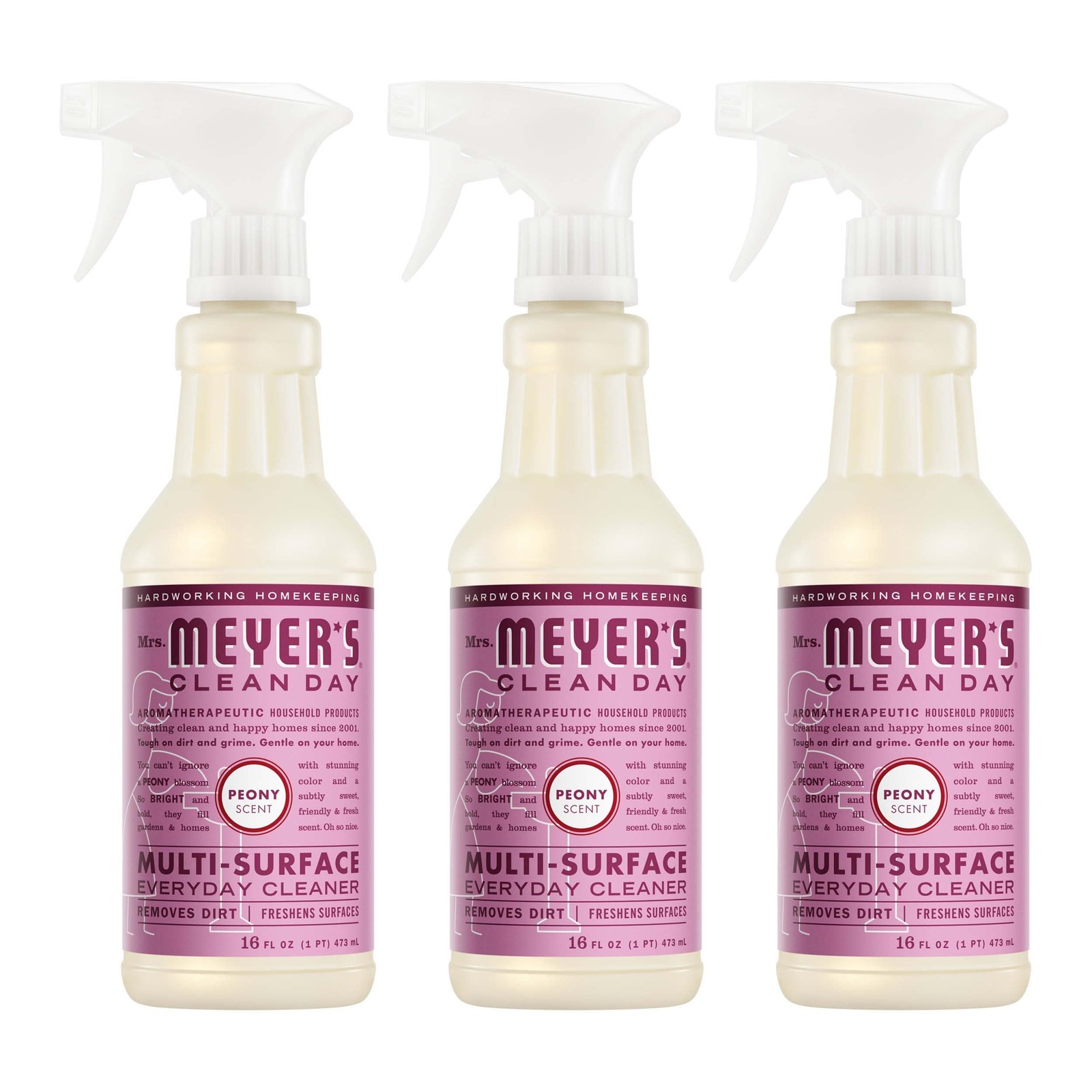 MRS. MEYER’S CLEAN DAY Multi-Surface Everyday 16 Fl Oz (Pack of 3), Peony