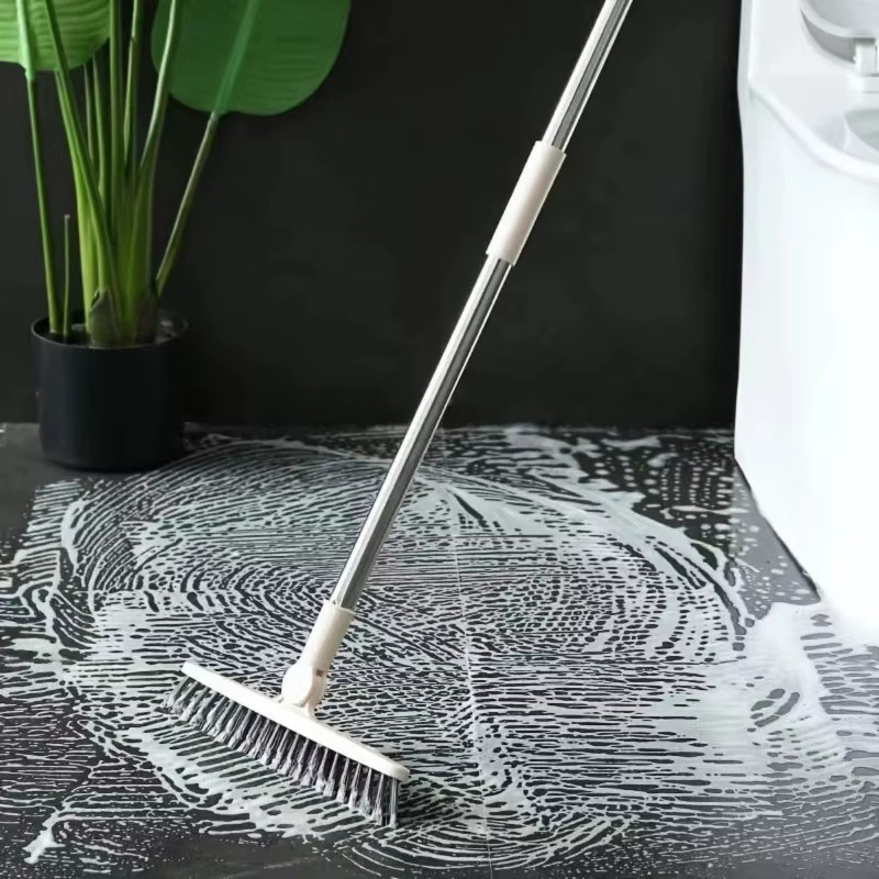 1Pc Bathroom Floor Brush for Hotel, Hard Bristle Scrub Brush, Long Handle Bathro
