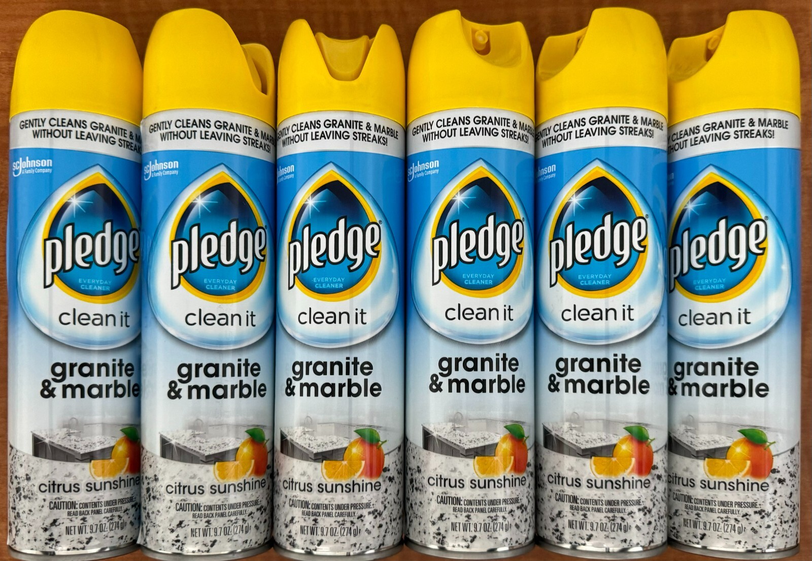 6 Pledge Everyday Cleaner Clean It Granite & Marble Spray Citrus Sunshine 9.7 oz