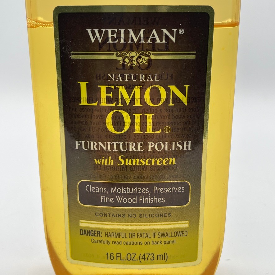 Weiman Lemon Oil Furniture Wood Polish with UV15 Sunscreen 16 Oz Bottle 90% Full
