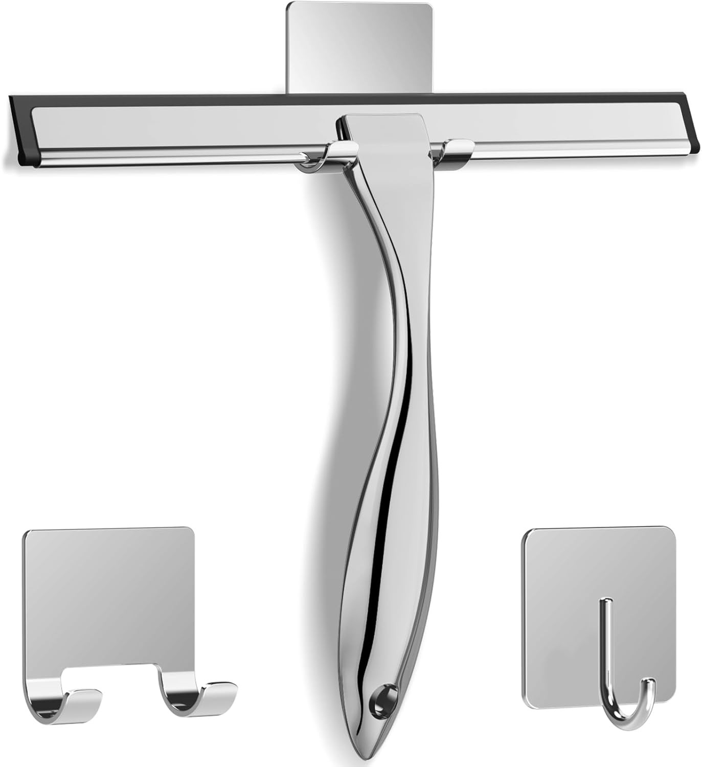 All-Purpose Stainless Steel Shower Squeegee for Shower Glass Door with 2 Adhesiv