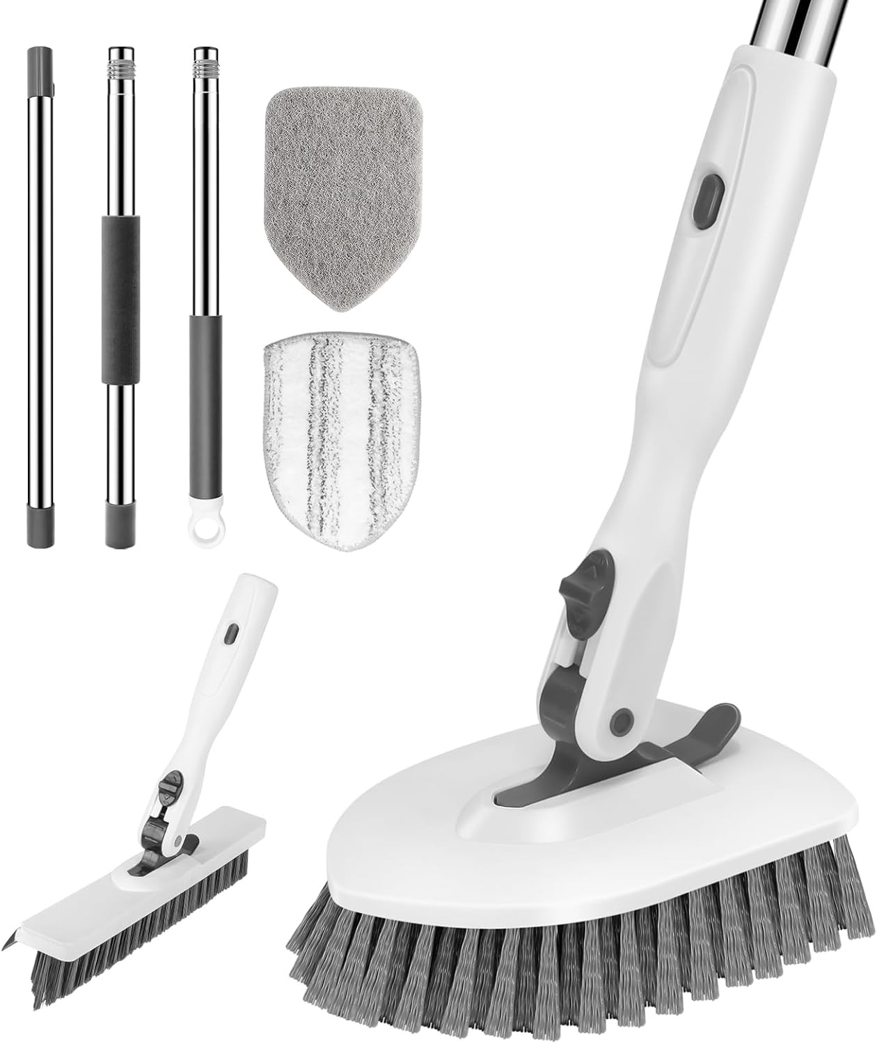 4-In-1 Tile Tub Floor Scrubber with 52-Inch Long Adjustable Handle