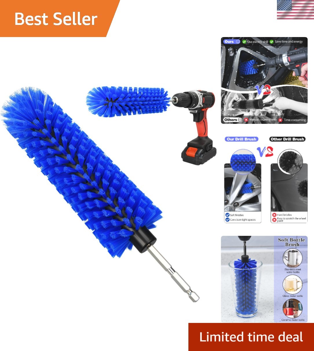 Soft Bristle Drill Brush for Wheels & Bottles – Durable & Effective Cleaning