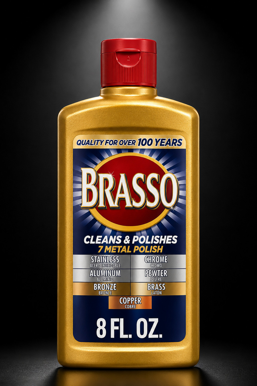 Metal Cleaner Polish Multi Surface Shine Chrome Brass Copper Aluminum 8oz Liquid