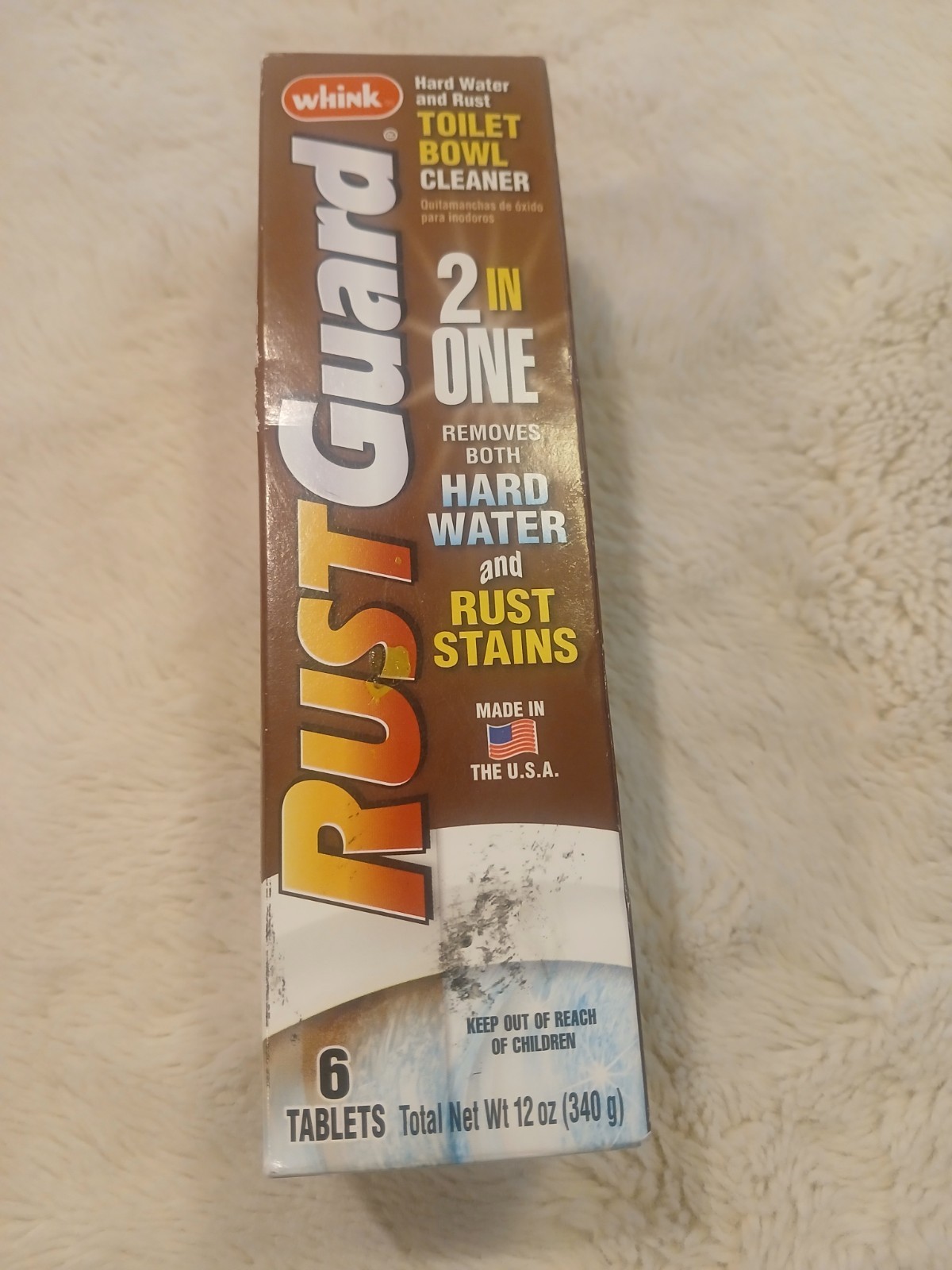 NEW Whink Rustguard 2-in-1 Hard Water & Rust Stain Toilet Bowl Cleaner 12oz