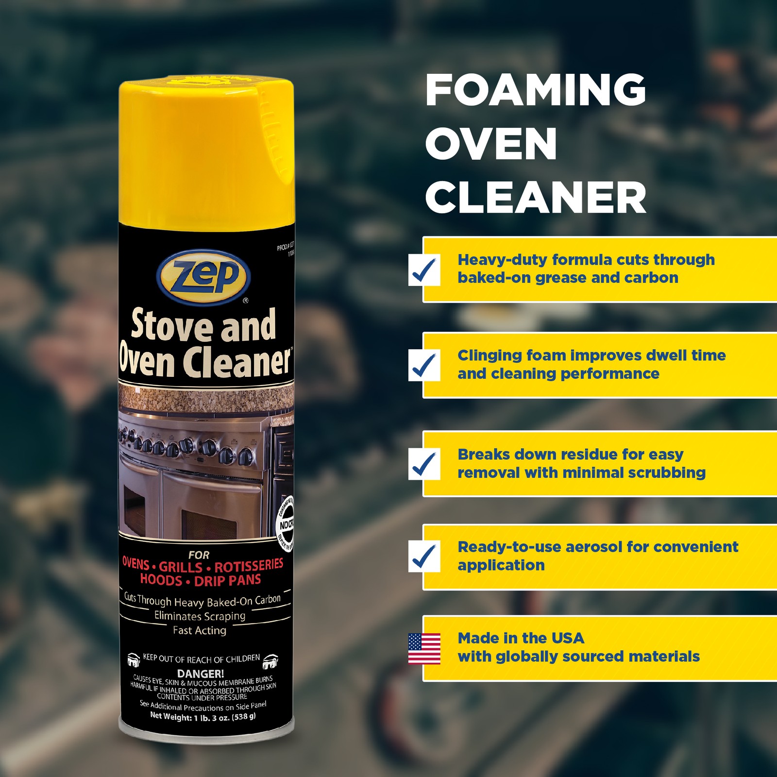 Zep Heavy-Duty Foaming Oven and Stove Cleaner – 19 oz (Case of 12) 27101 –