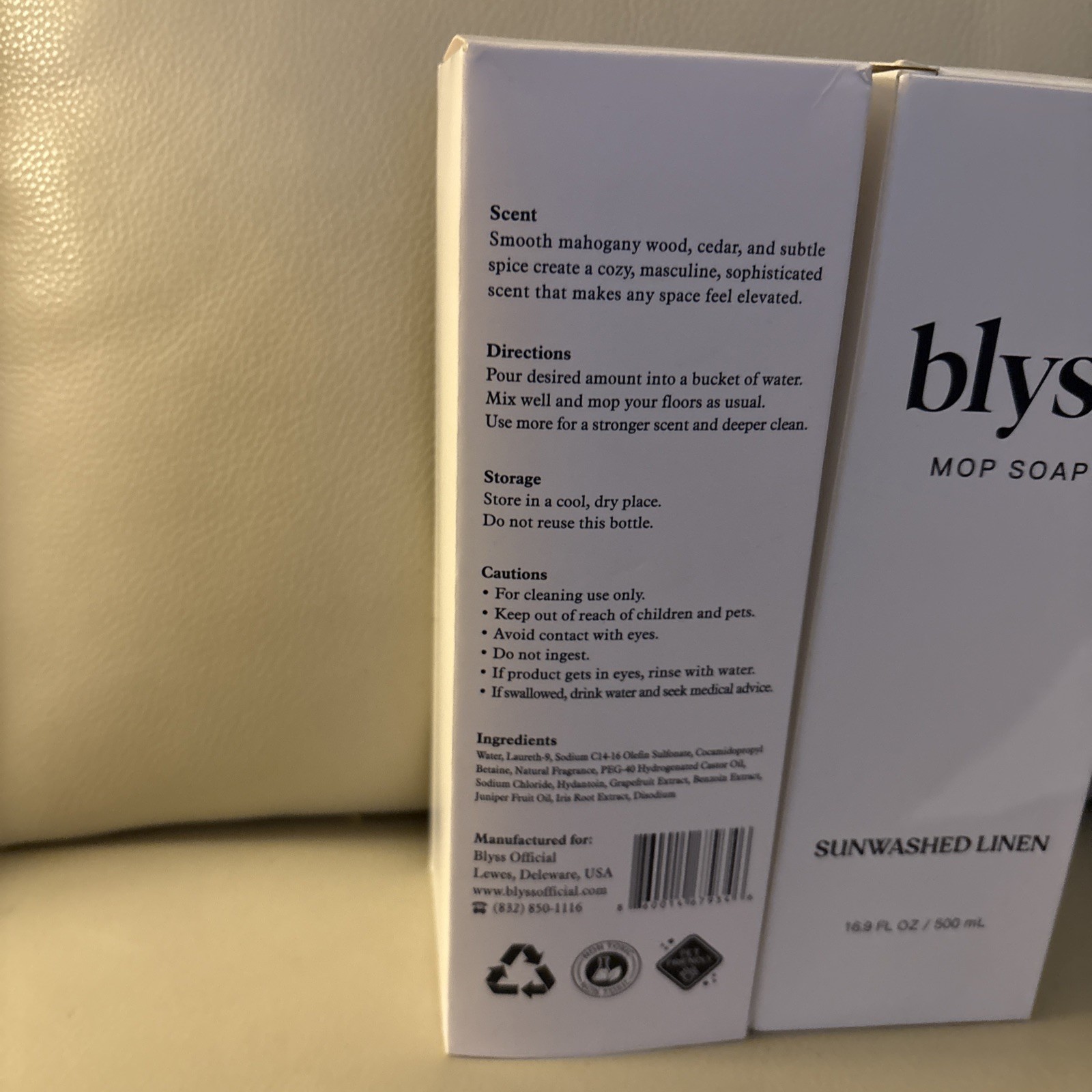 2 Pk ~ Blyss ~ Mop Soap ~ Imported Mahogany & Sunwashed Linen ~ 16.9 Fl Oz
