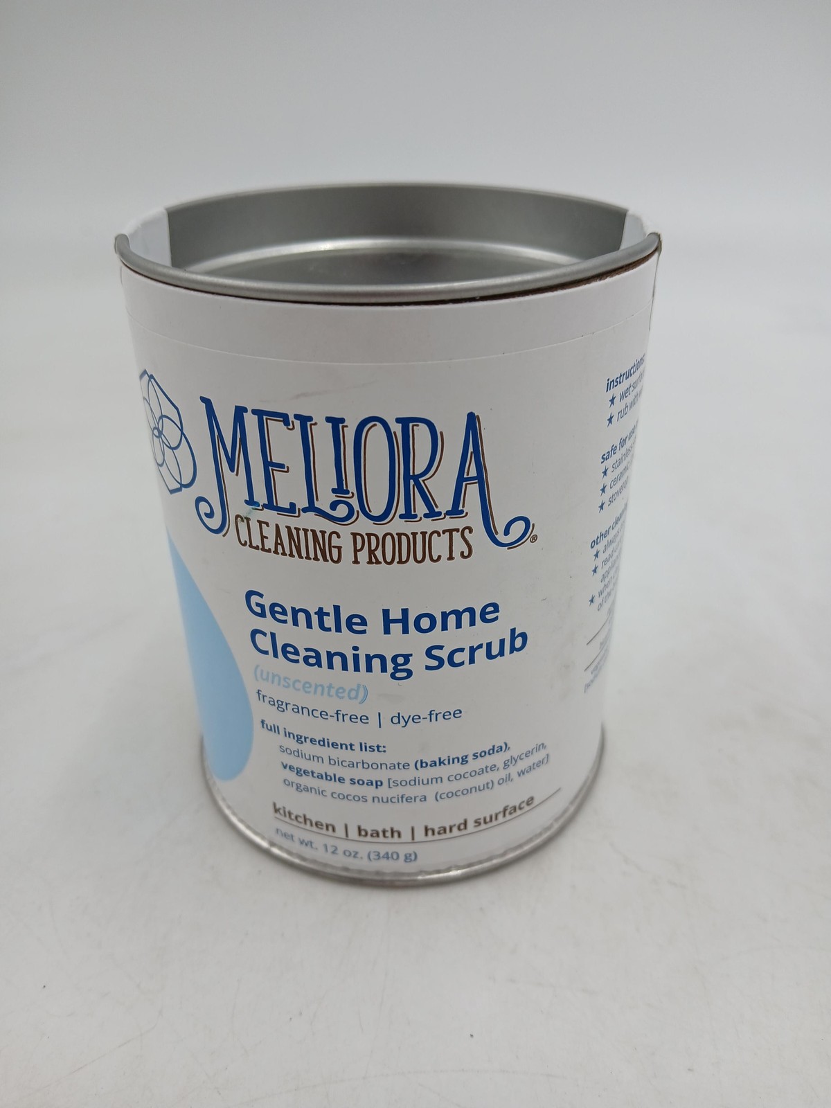 Meliora Cleaning Products Gentle Home Scrub 12oz Fragrance Free Plant Based