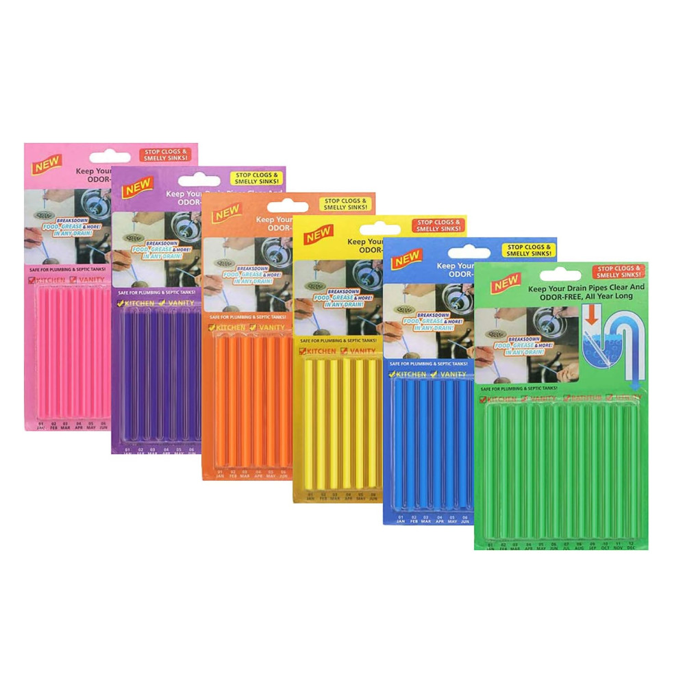 New Sani Sticks Drain Cleaner And Deodorizer 72 pack (Color Set 6)
