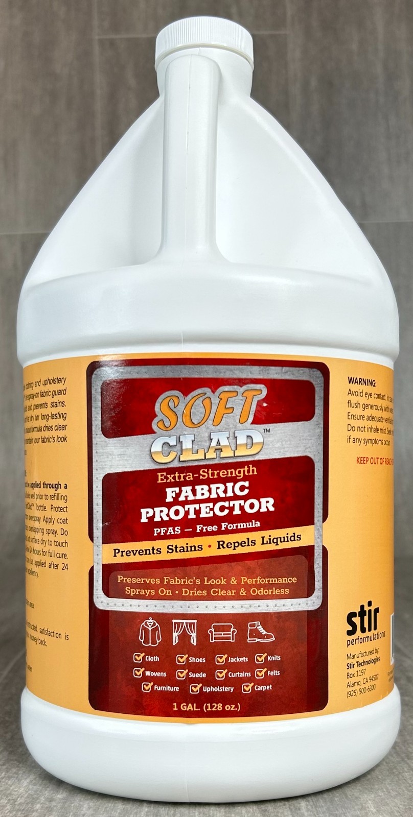 FABRIC PROTECTOR SPRAY -SOFT CLAD EXTRA STRENGTH PREVENTS STAINS PFAS FREE-1 GAL