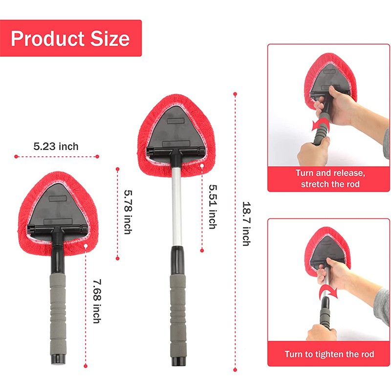 Auto Windshield Cleaning Tool Window Cleaner Brush Glass Wiper Extendable Handle