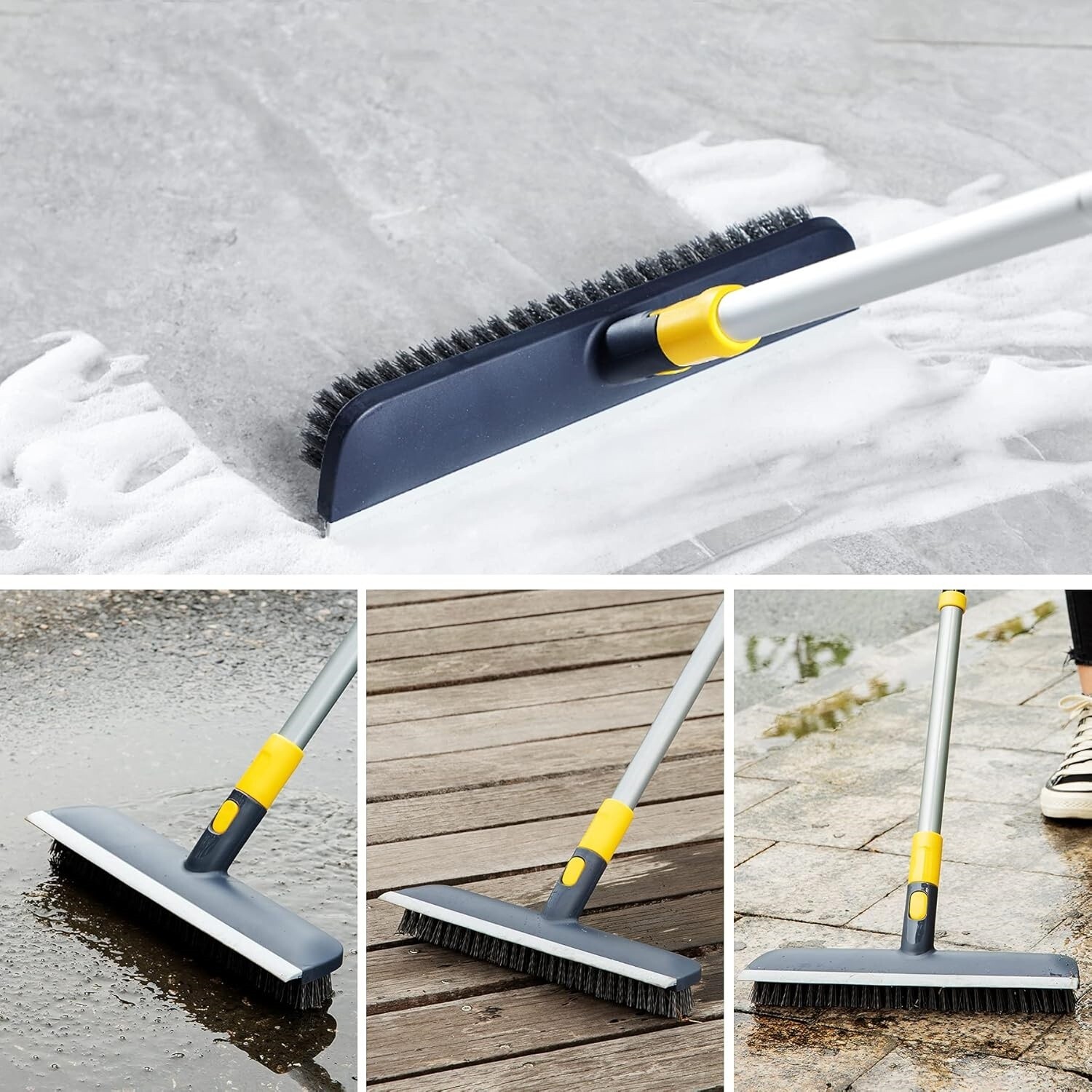Cepillo De Suelo Con Mango Largo Ajustable Escoba Mágica De Limpieza De Azulejos