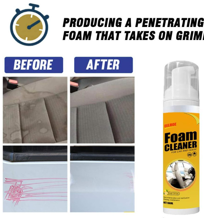 2Pcs Multipurpose Foam Cleaner Spray 100ml, Foam Cleaner for car and House Lemon