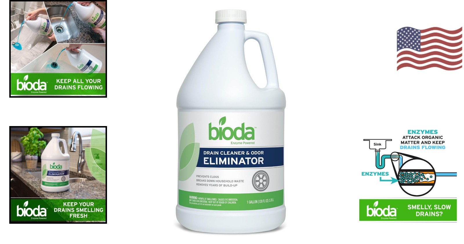 Professional 1-Gallon Odor Eliminator & Drain Cleaner – Safe for Plumbing