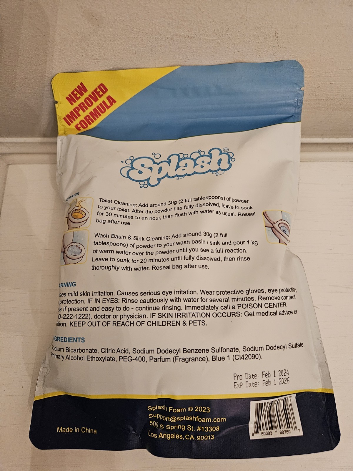 Splash Foaming Advanced Cleaner 350g 12.35oz Toilet Bowl Cleaning Powder 02/2026