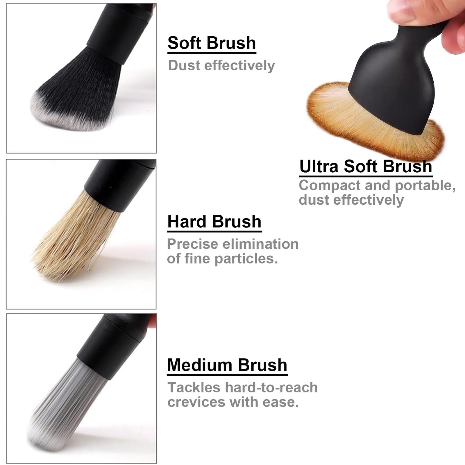 4 Pcs Car Detailing Brush Set for Interior Exterior Cleaning Car Wash Wheels