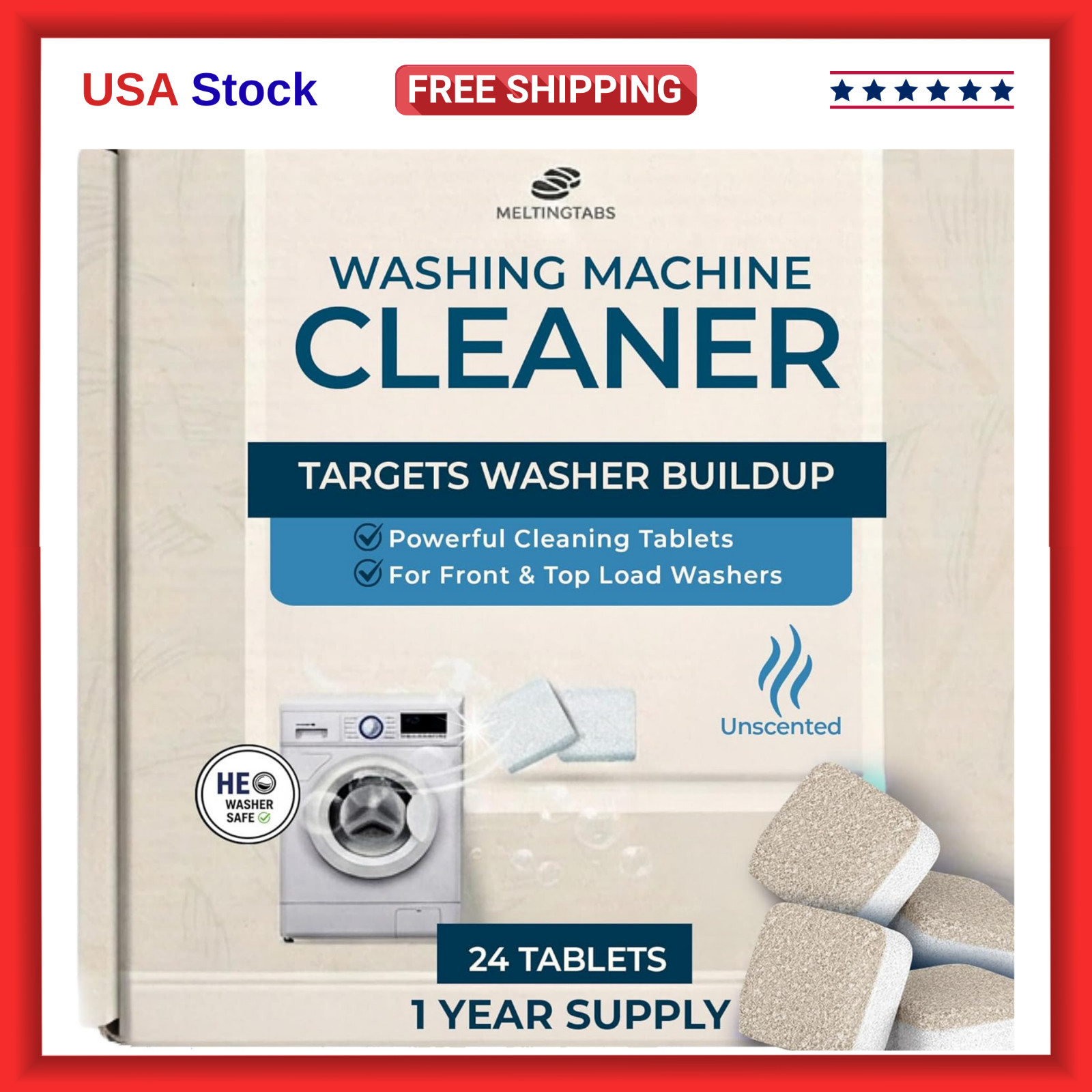 Uproot Clean Washing Machine Cleaner Tablets – 24 Pack for a 12 Month Supply. Fo