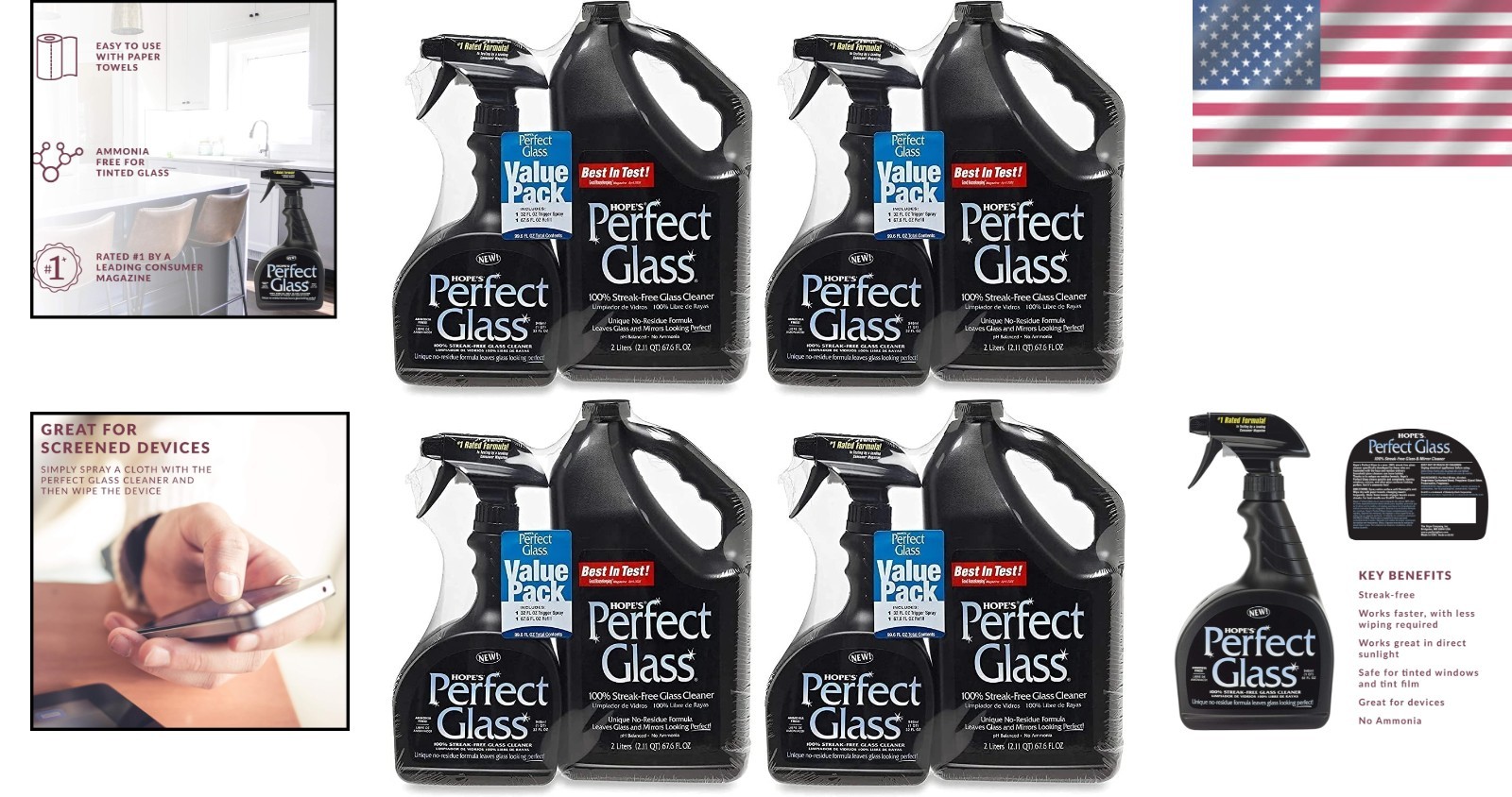 Perfect Glass Cleaner, Streak-Free, Ammonia-Free W