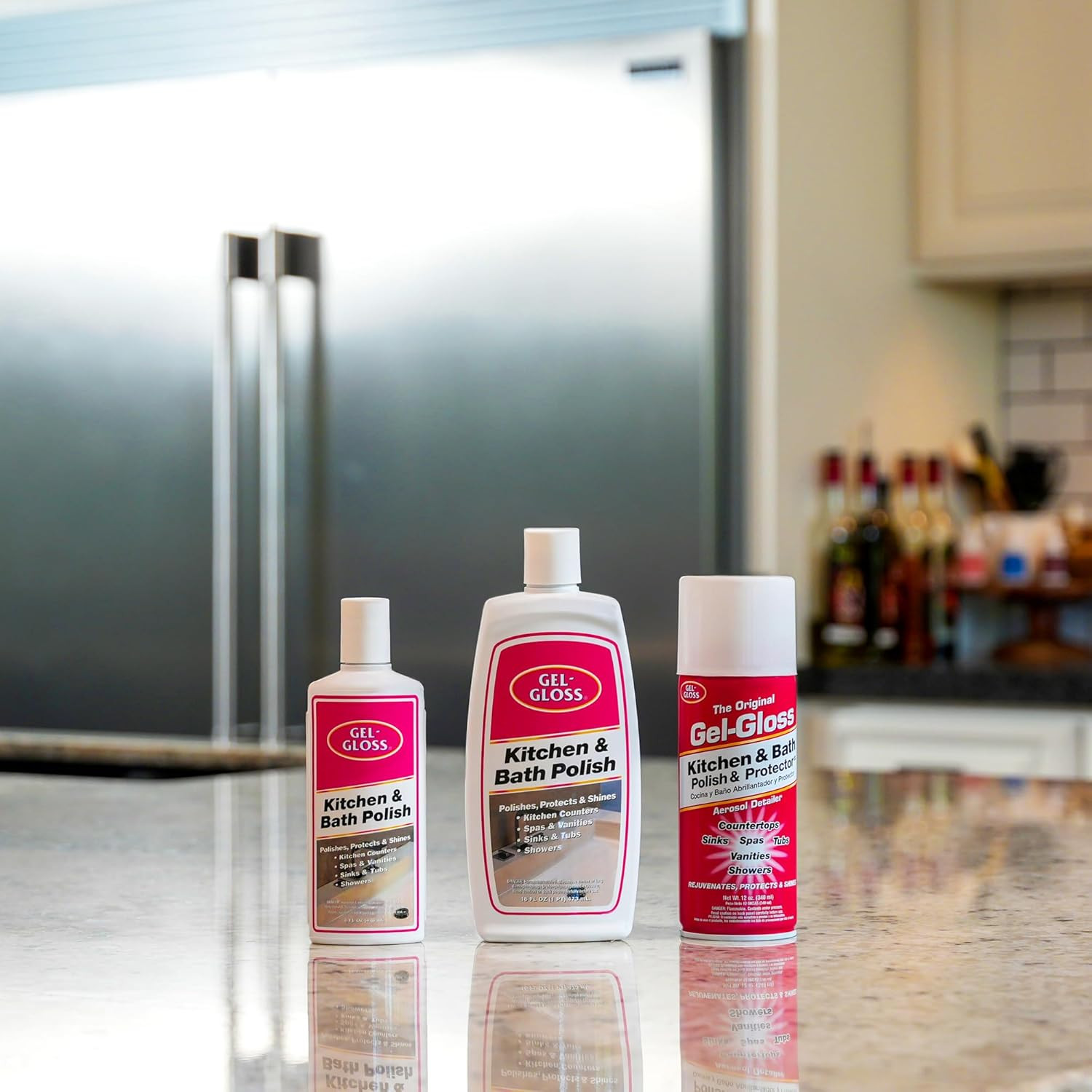 Gel-Gloss Kitchen & Bath Polish Aerosol | Carnauba Cleaner Wax Formulation | Rem