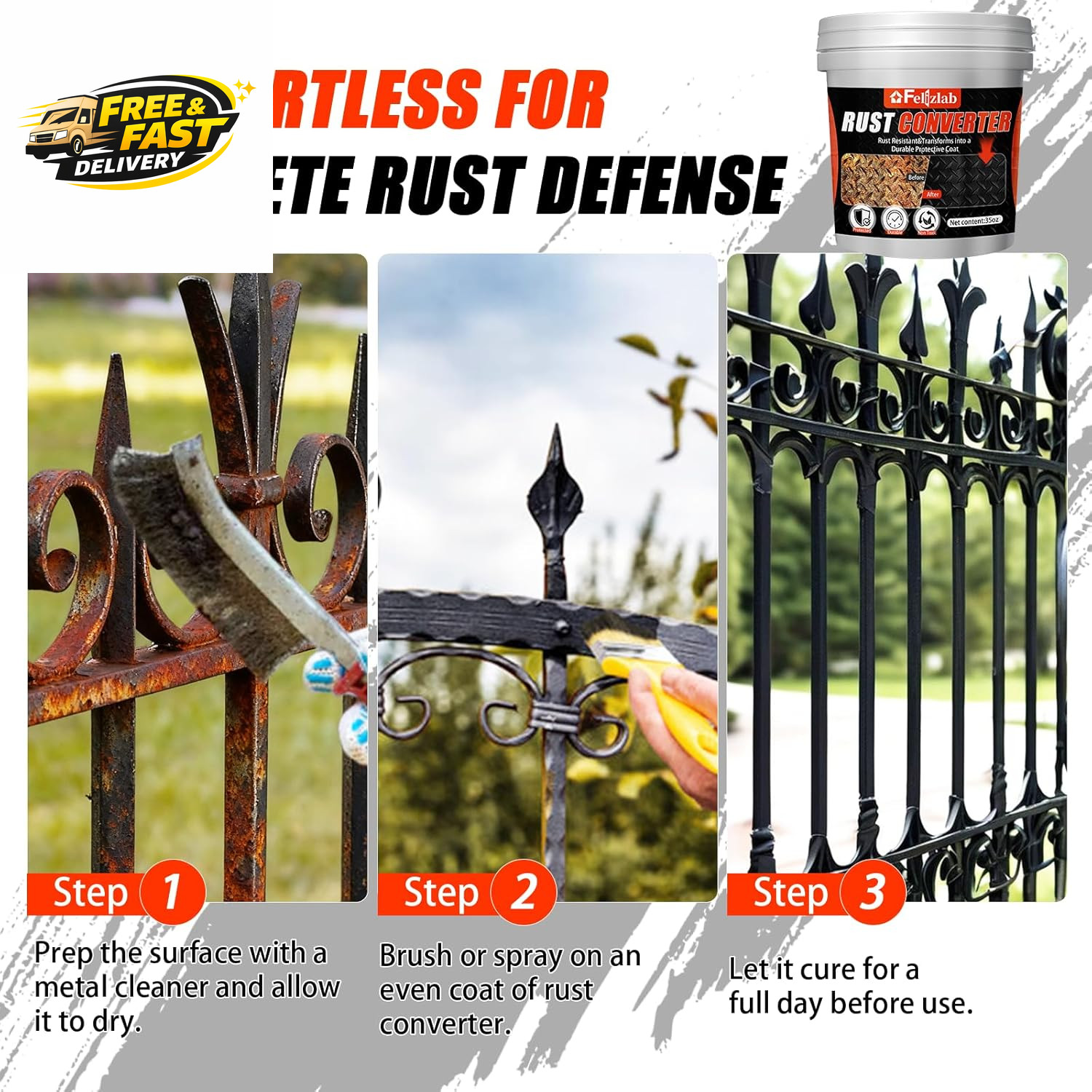 2-In-1 Rust Converter & Metal Primer, 35 Floz Automotive Rust Remover Paint for