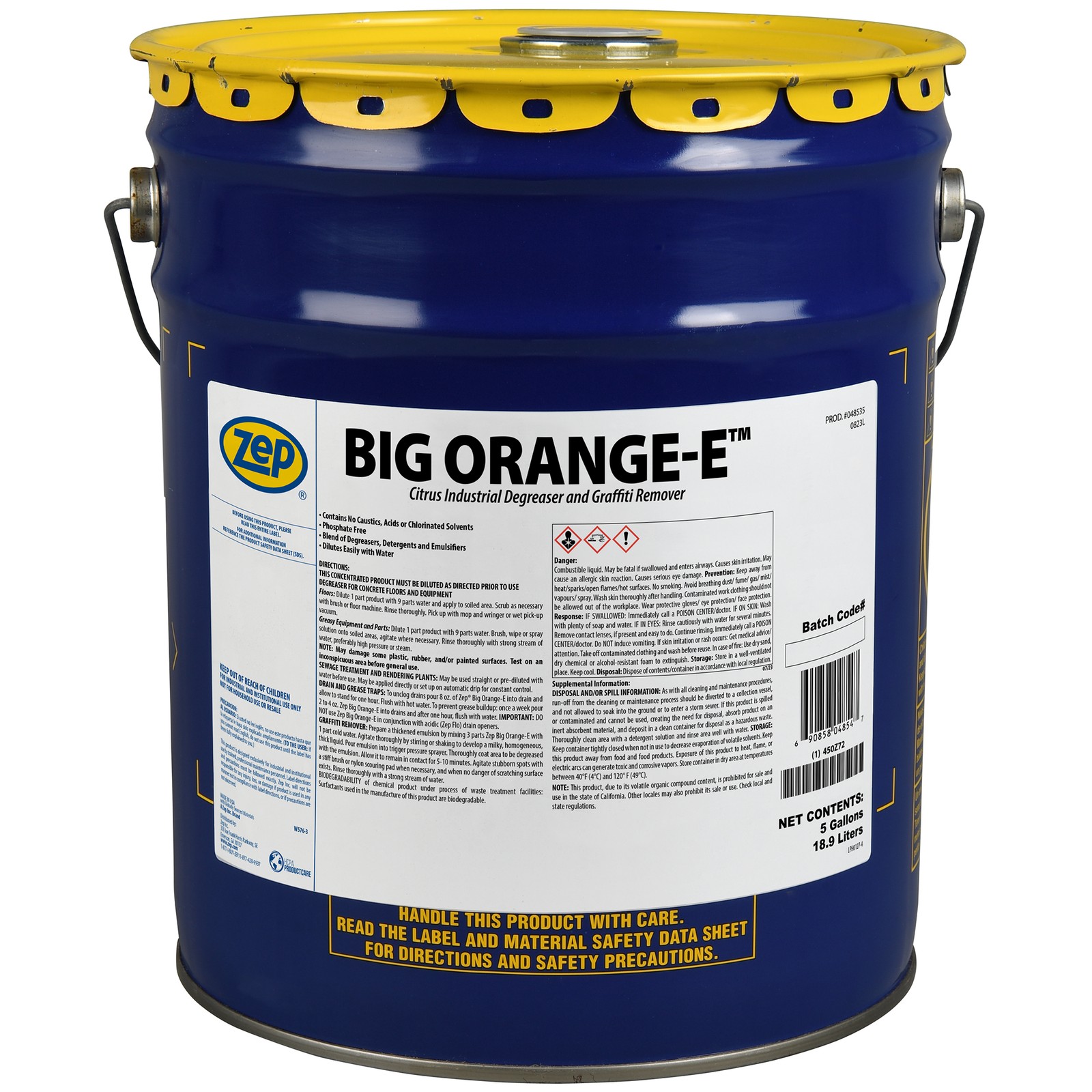 Zep Big Orange-E Heavy-Duty Citrus Degreaser Liquid – 5 Gallon (1 Unit) 48535 –