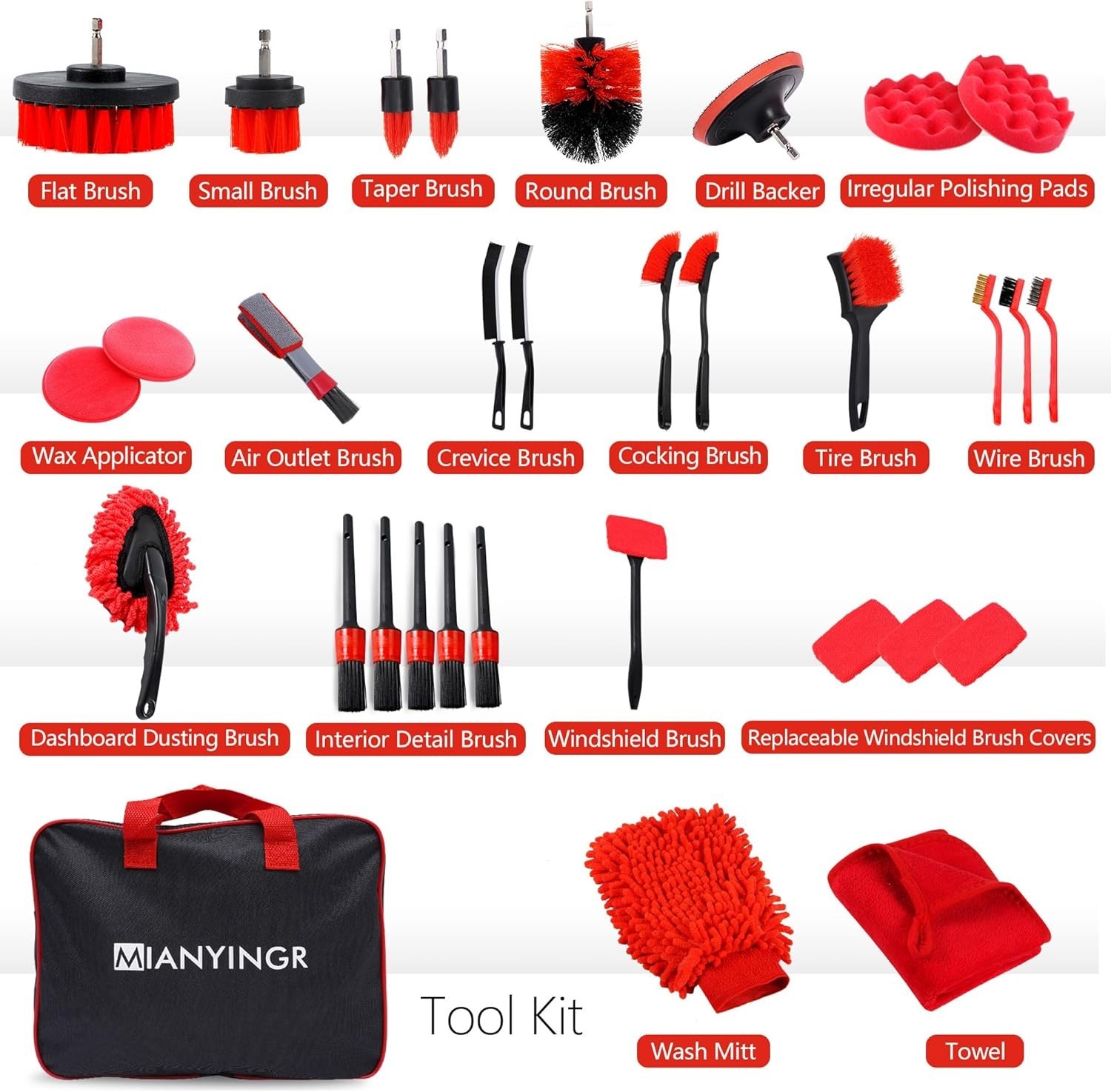 Car Detailing Brush Set 32 Pieces Auto Interior Exterior Wheel Cleaning Kit