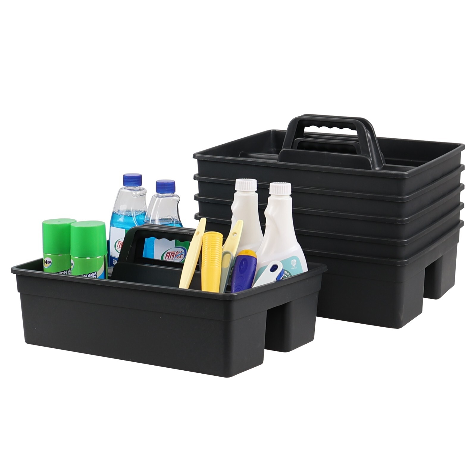 Kekow 6-Packs Large Plastic Cleaning Storage Caddy with Handle Commercial Tool