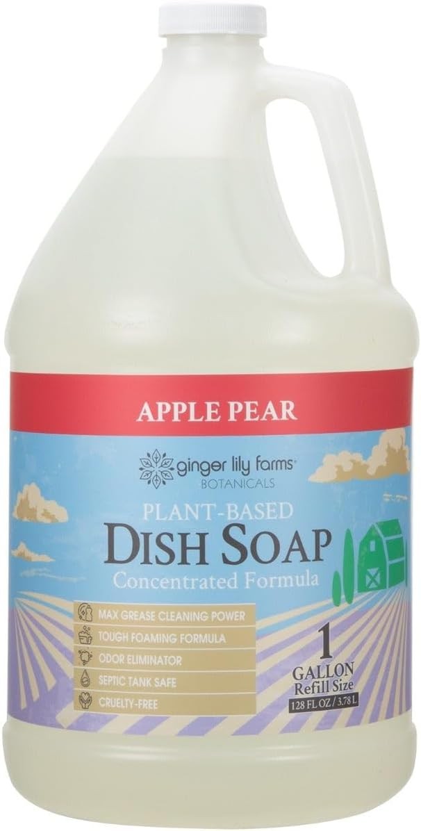 Ginger Lily Farms Botanicals Plant-Based Liquid Dish Soap, Concentrated Formula