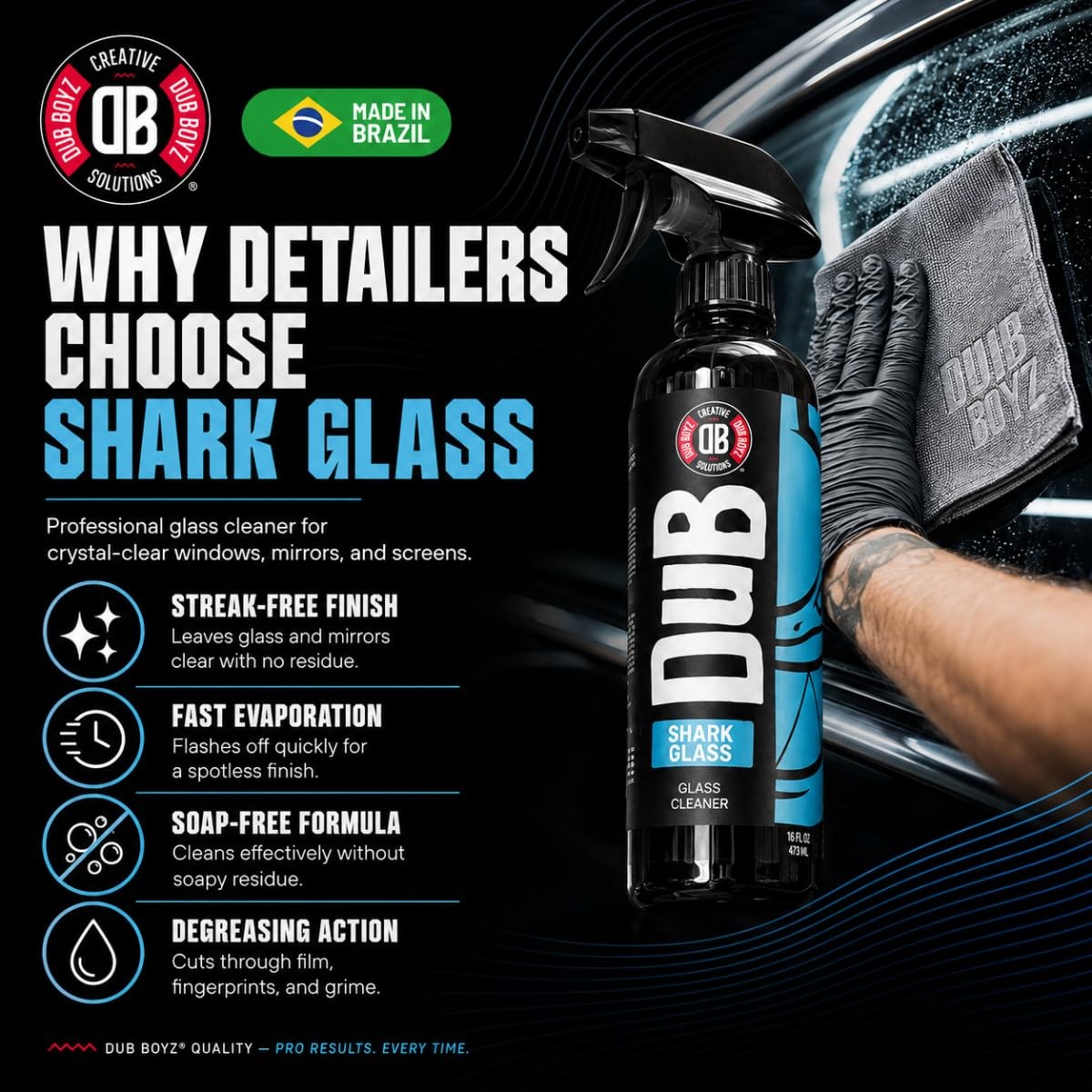 Glass Cleaner Spray for Cars – 16oz Streak-Auto & Home Window Cleaner, Ammoni…