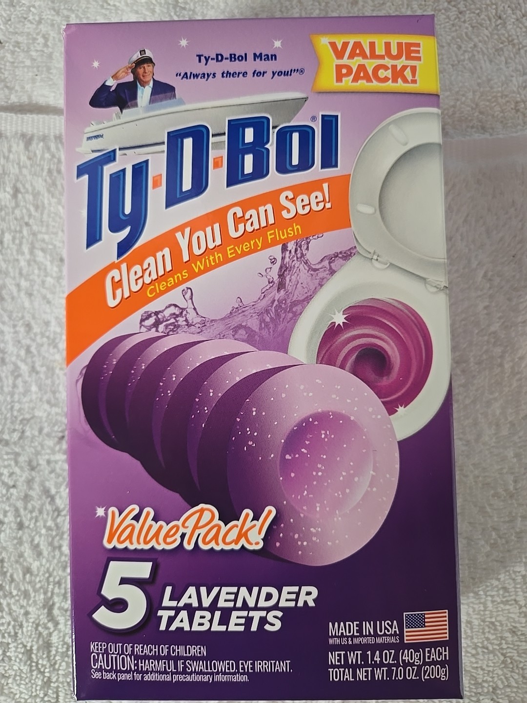 Ty-D-Bol Lavender Toilet Bowl Cleaner 5 Count Tablet Value Pack MADE in the USA
