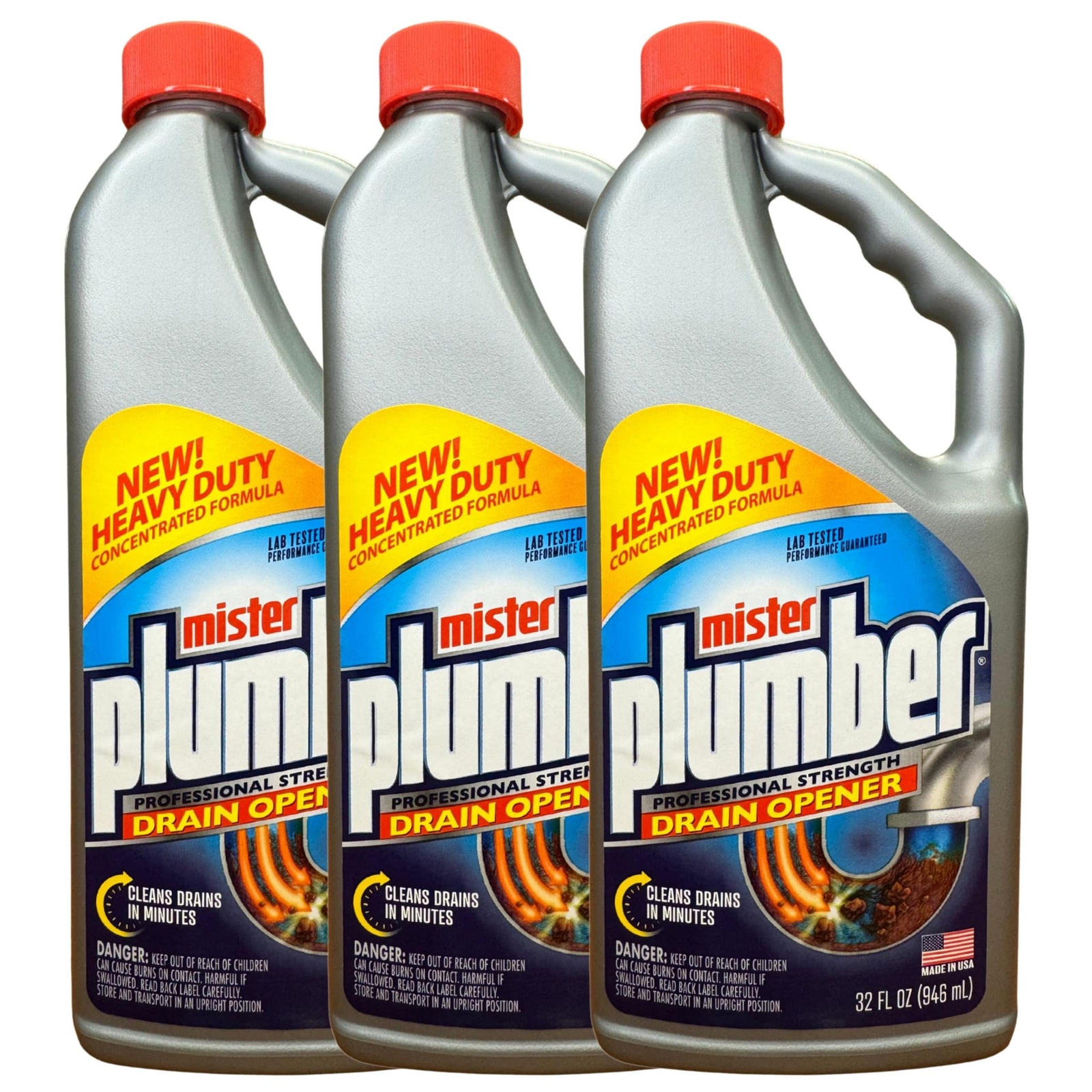 Mister Plumber Professional Formula Drain Opener, 32 Fl Oz “No-Glug” Easy-Pour B
