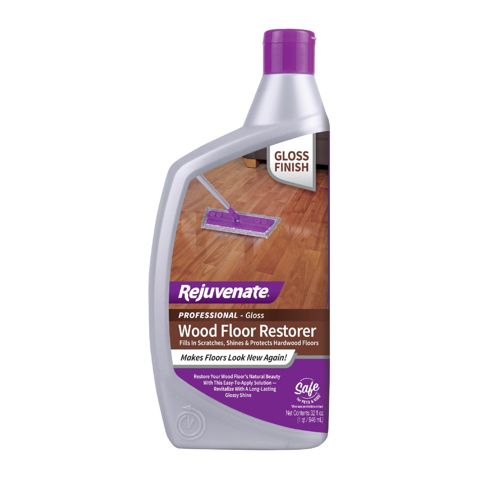 Rejuvenate Professional Wood Floor Restorer 32 Fl Oz (Pack of 1), High Gloss