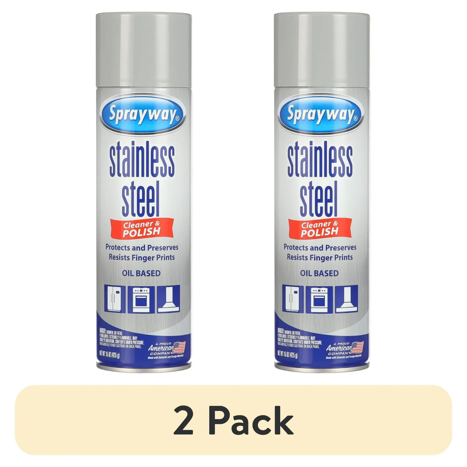 Sprayway Oil-based Stainless Steel Cleaner and Polish,Qty:2