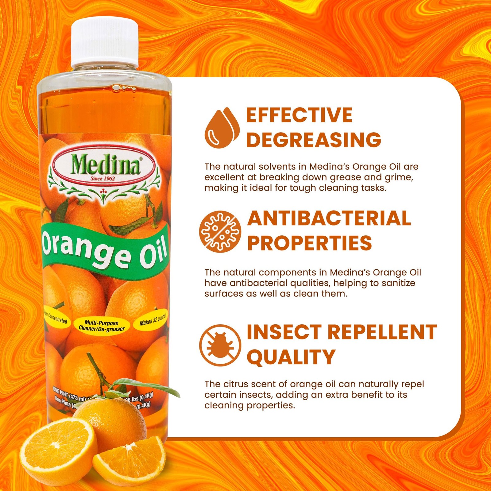 Medina Orange Oil Cleaner & Degreaser Concentrate – All Purpose Orange Oil Cl…