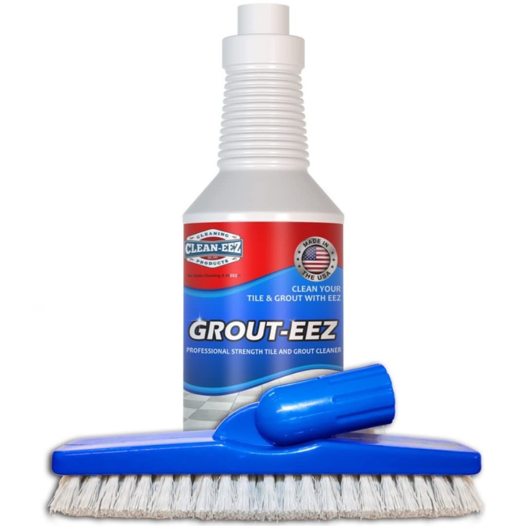 Clean-Eez Grout-Eez Tile Cleaner with Stand-Up Brush Head – Heavy-Duty Stain