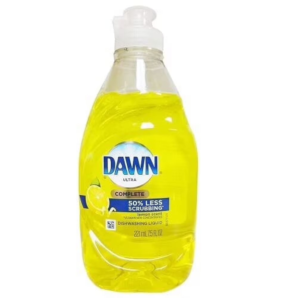 Dawn Dish Soap Dishwashing Liquid, 7.5 oz Lemon Scent, 50% Less Scrubbing
