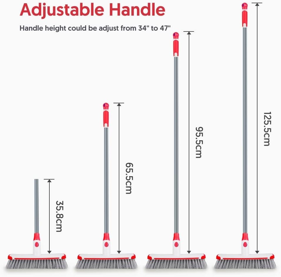 Floor Scrubber with Long Handle, 2 in 1 Scrubbing Brush Stiff Bristle Shower …