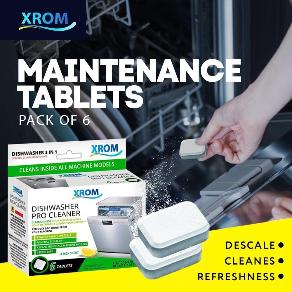 Lemon Scented Biodegradable Dishwasher Cleaner Tablets – 6 Count for Freshness