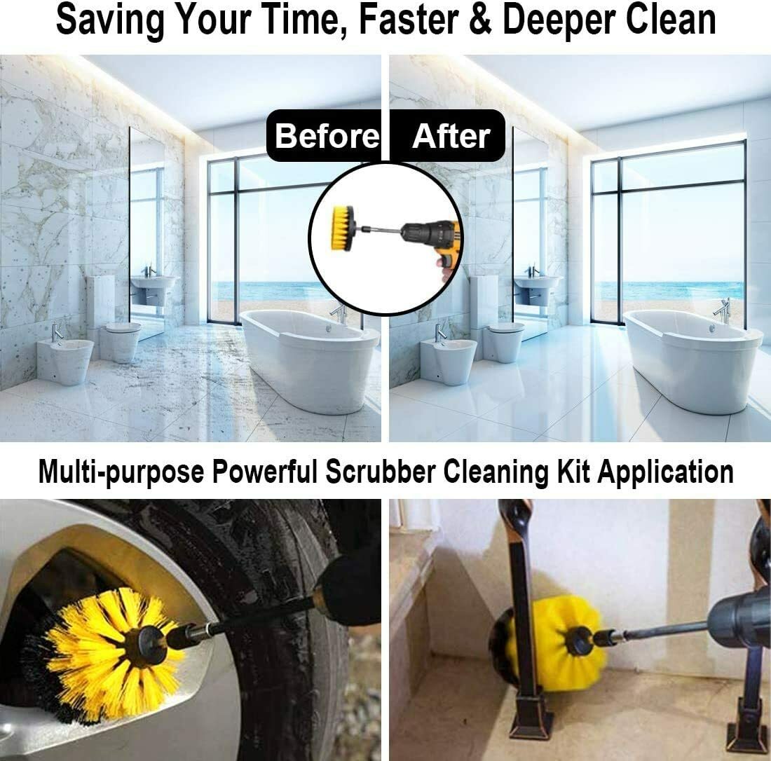 22PCS Drill Brush Set Power Scrubber Attachments Car Carpet Tile Grout Cleaning