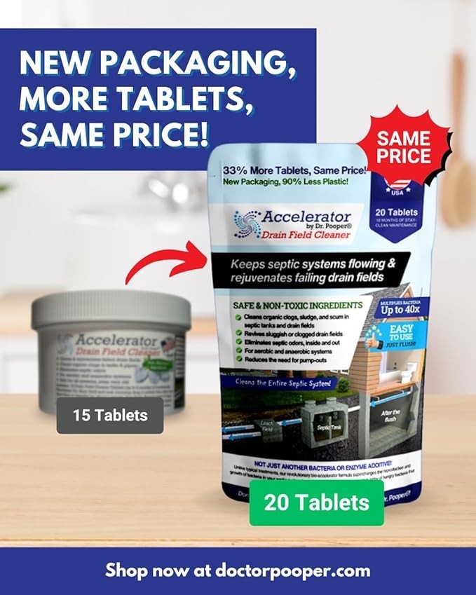 Drain Field Cleaner Tablets by Dr Pooper Clears Septic Tanks Drain Fields Tough