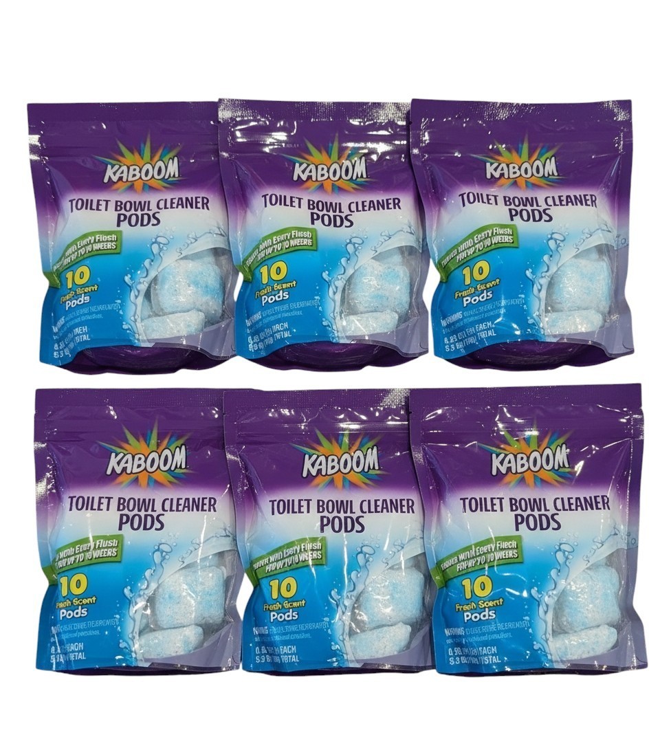 KABOOM Fresh Scent Toilet Bowl Cleaner Pods – 6 Bags (10 Pods Each), 60 Total Co