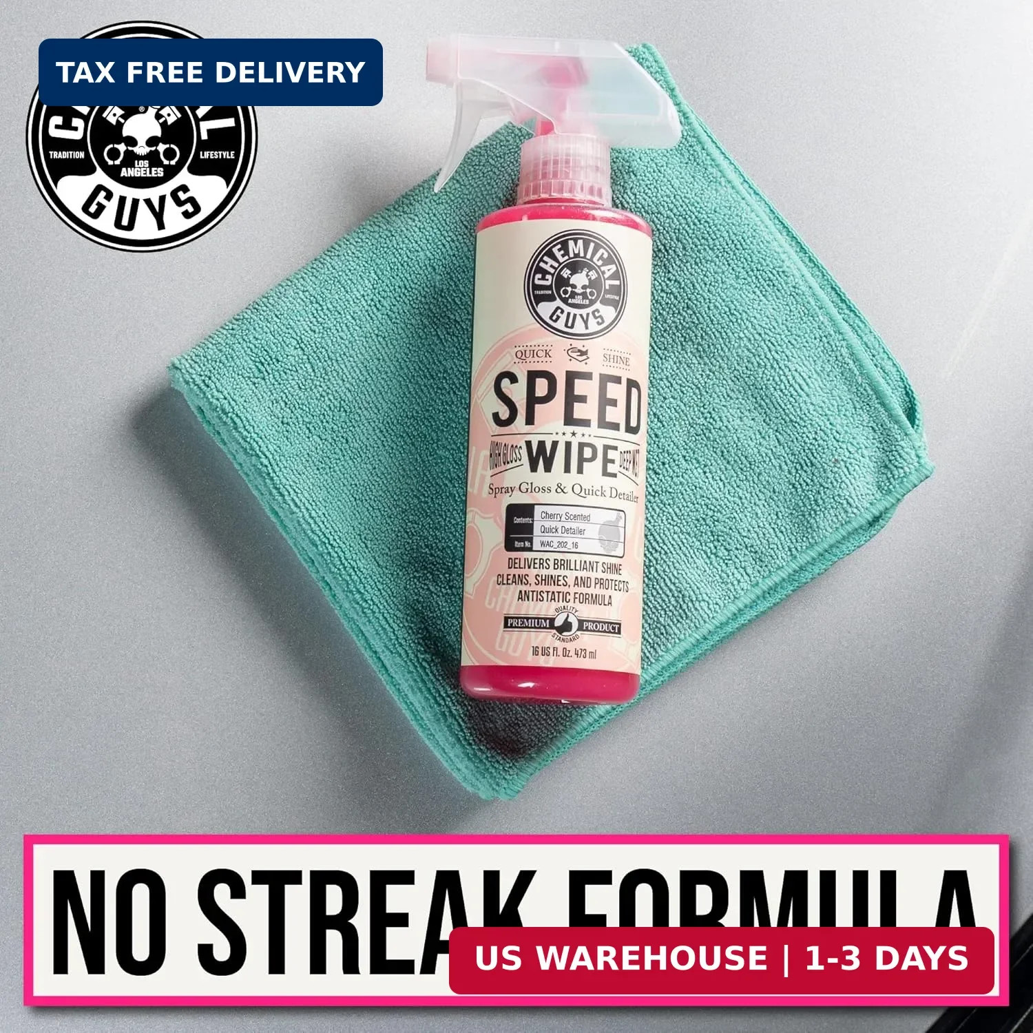 Chemical Guys Speed Wipe Quick Detailer – High Gloss, Streak-Free Shine, Detail