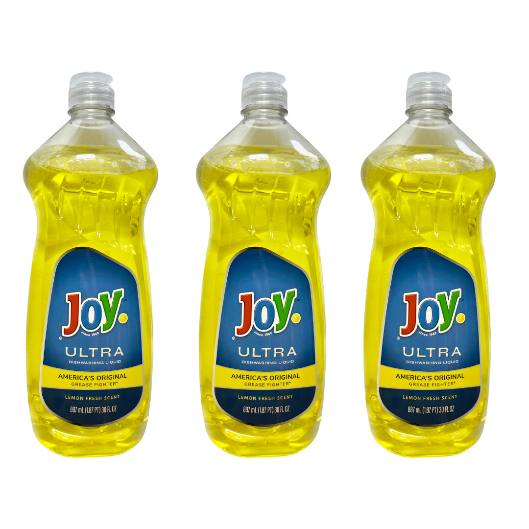 Joy Ultra Dishwashing Liquid Soap, Grease Fighter, Lemon (30 Fl Oz) 3 Count