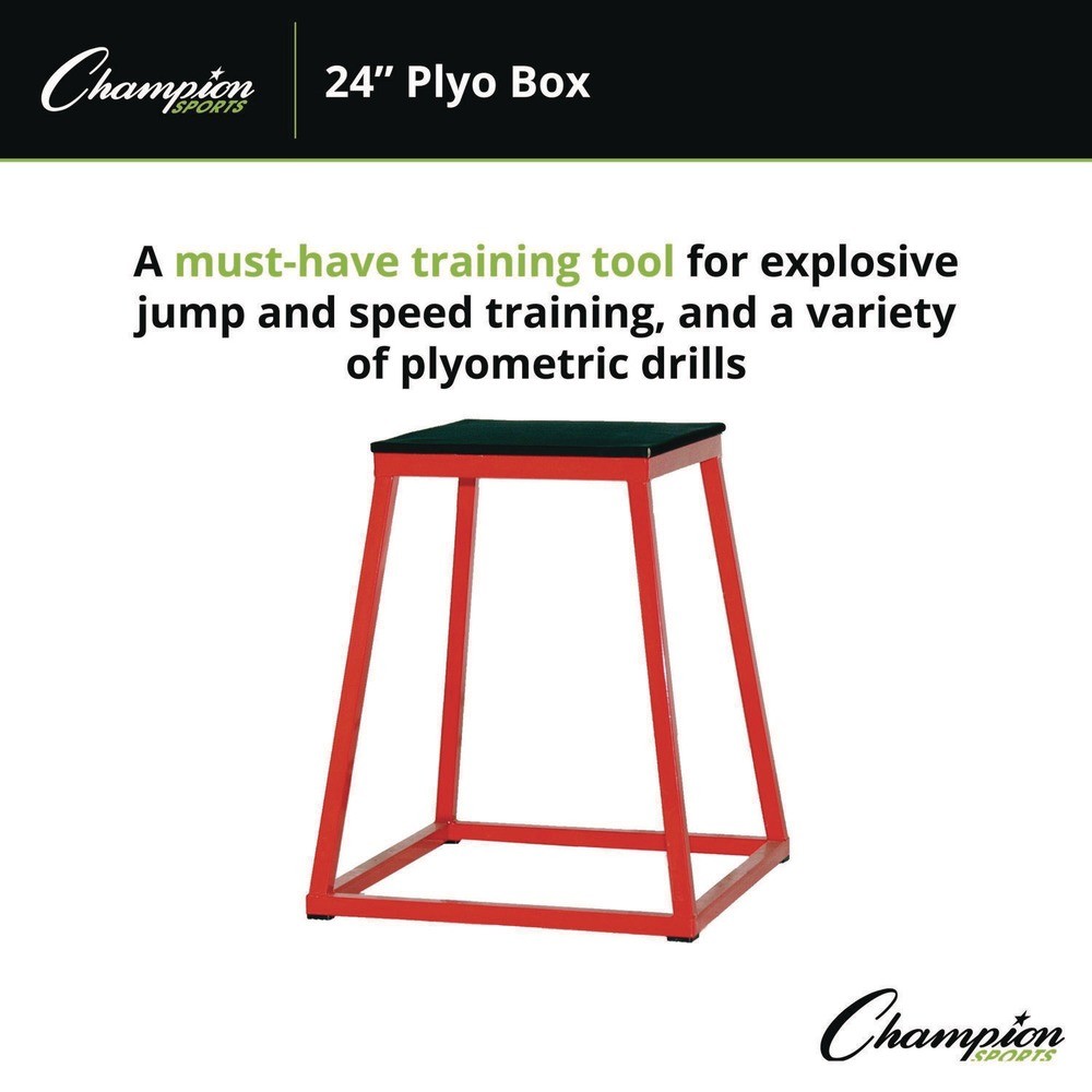 Champion Sports PXB24 21″ x 21″ Base 24″H Plyo Box – Red/Black New