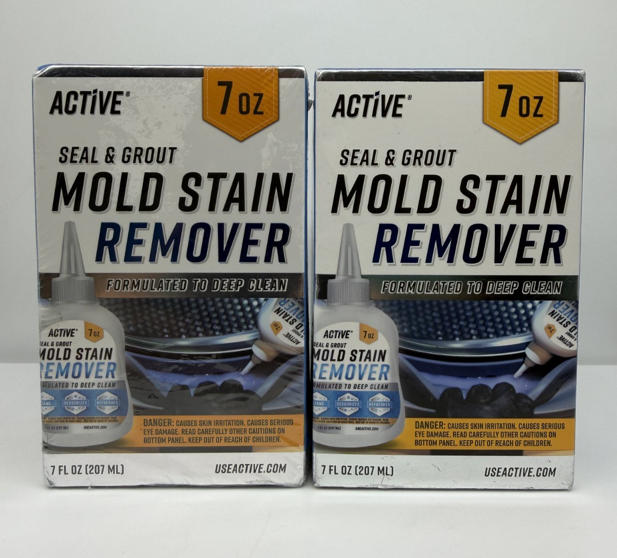 2 Pack ACTIVE Seal & Grout Mold Stain Remover Gel Cleaner 7 oz Each