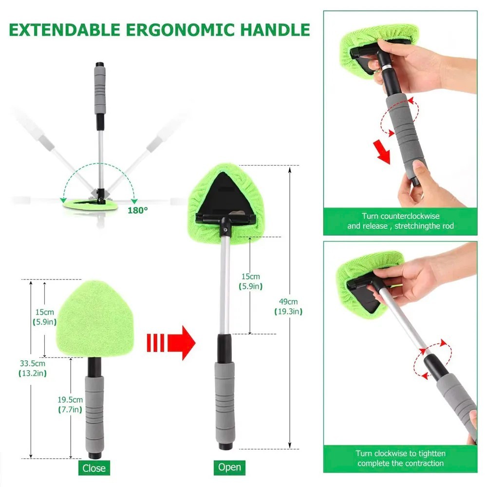 1 Pc Telescopic Car Window Cleaner Extendable Microfibre Windshield Brush To