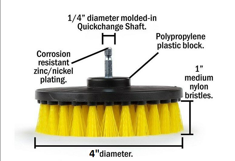 4inch 3 Piece Soft, Medium, Heavy Power Scrubbing Brush Drill Attachment