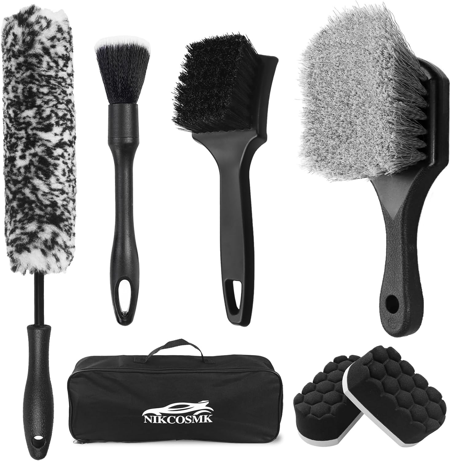 7Pcs Car Wheel Brush Kit, Tire Brush, Wheel Cleaner Brush, Soft-Bristled Rim Cle